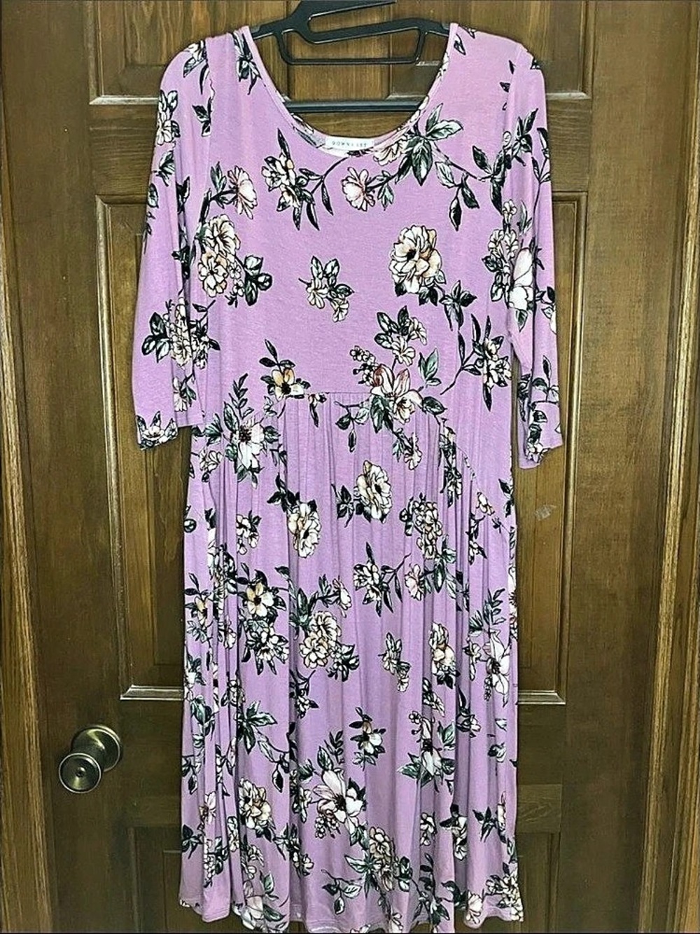 Down East Floral Midi Dress in Purple & Pink Size